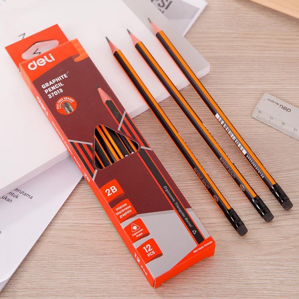 Bút chì gỗ Deli 2B có tẩy 37013